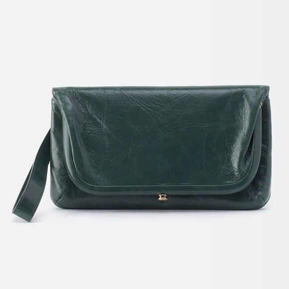 HOBO LAUREN CLUTCH LEATHER WRISTLET WALLET  Sage Henna Luxury Leather, NWT - Picture 1 of 15